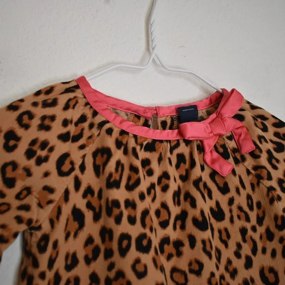 Baby Gap Corduroy Leopard Dress Sz 2T Bow 100% Cotton Animal Cheetah - Picture 5 of 11
